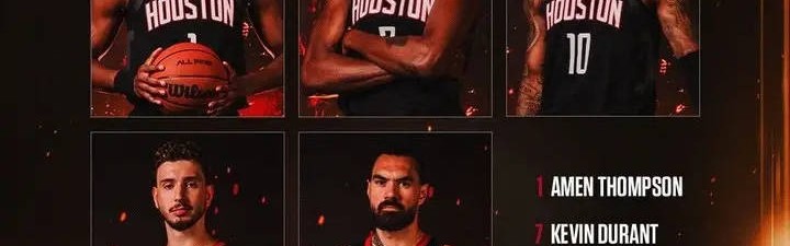 杜兰特领衔死亡五大！火箭揭幕战首发平均身高2米09